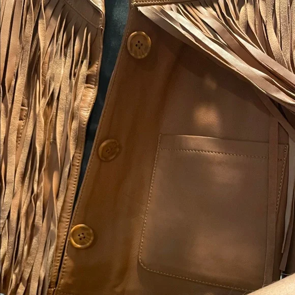Fringed Tan Leather Jacket - Picture 6 of 6